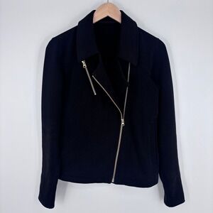 Lululemon Lab Shadow‎ Moto Jacket Sz 8 (Measured) Black Asymmetrical Zip Fleece